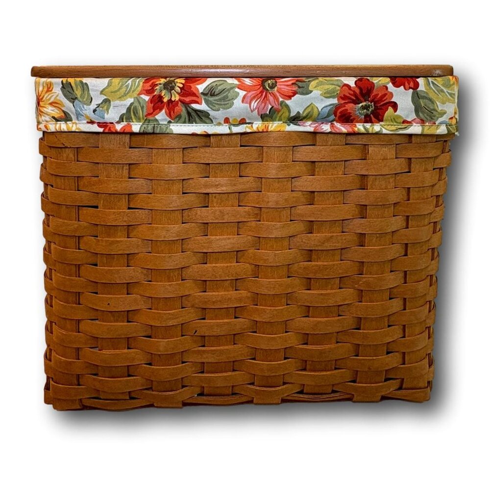 Vintage Longberger Sunflower Personal File Basket & Lid Signed 2005